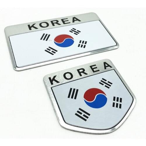Korean Flag Korea KR Emblem Badge Car Styling Sticker Auto Motorcycle Aluminum Sticker Decal for Ipad Notebook Laptop Handy SUV