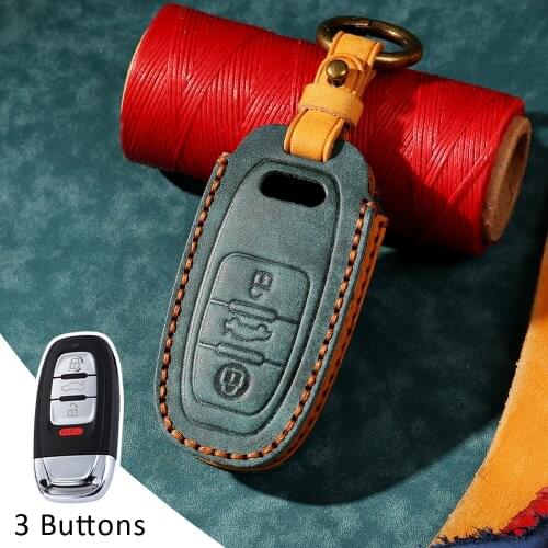 Leather Remote Smart Key Cover Fob Case Shell For Audi A1 A3 A4 A5 A6 A7 A8 Quattro Q3 Q5 Q7 2009 2010 2011 2012 2013 2014 2015
