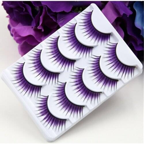 Colorful False Eyelashes Thick Thin Cross Section Smoked Makeup False Eyelashes Makeup Scene Purple False Eyelashes