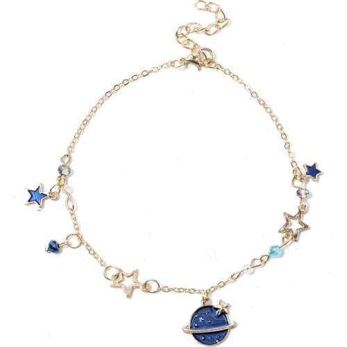 Fashion Korean Star Moon Universe Planet Enamel Imitation Pearls Braeclet For Women Girls Charm Friendship Bijoux Gift Jewelry