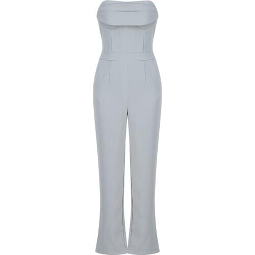 Fashion Elegance Strapless Jumpsuits Sexy Sleeveless & Long Pants Club Party Rompers Jumpsuit Women Summer 2021