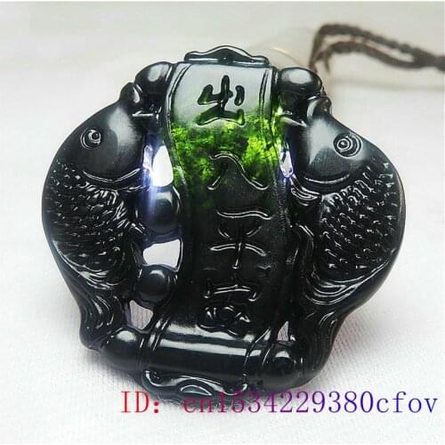 Jade Carp Pendant Women Amulet for Jewelry Carved Gifts Charm Lucky Black Green Men Pisces Fashion Necklace Natural Fish