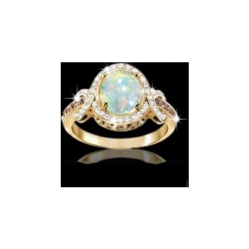 Creative Exquisite Rhinestone Opal Romantic Rings for Women Oval Cut Fire Opal Bridal Ring