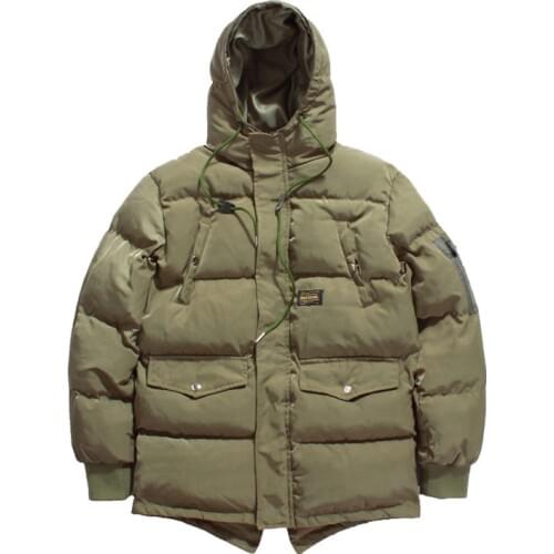 Solid Long Thick Winter Coat Men Swallowtail Hooded Ma1 Bomber Jacket Hip Hop Coats Warm Streetwear Track Baseball Coat