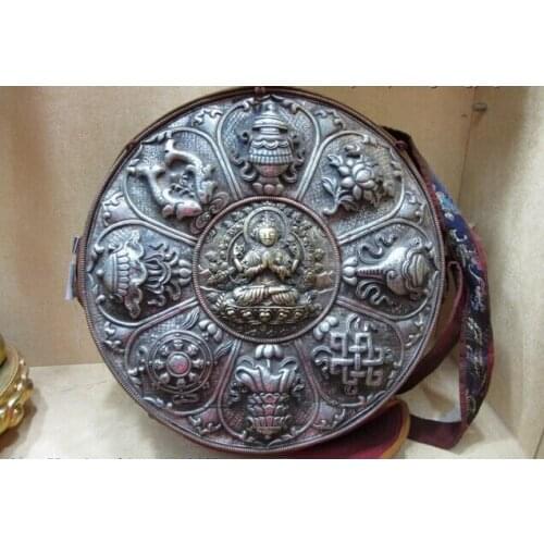 Song voge gem S0443 Buddhism Copper Silver Eight treasures Four Armed Avalokitesvara TangKa Shrines