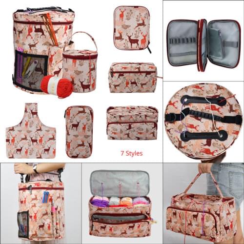 7 Styles Empty Yarn Storage Bag For Crochet Hooks And Knitting Needles DIY Weave Sewing Tools Accessories Knitting Bag Yarn Bag