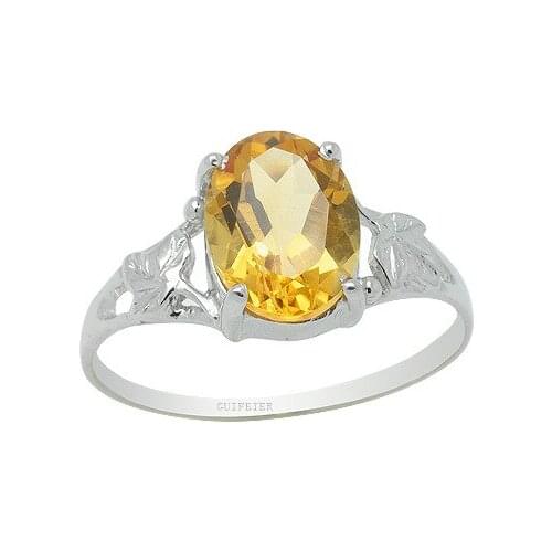 VVS Grade Crystal Silver Ring for Party 6mm*8mm Natural Citrine Ring 925 Silver Citrine Ring Solid 925 Silver Citrine Ring