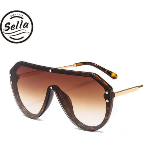 Sella New Fashion Women Men Oversized Conjoined Piolot Sunglasses Mirror/Tint Lens Red Yellow Sun Glasses Female Shade UV400