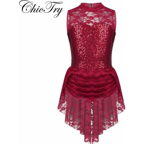 Girls Sequins Dance Dress Gymnastics Leotard for Girls Ballet Ballerina Tutu Tulle Dance Costume Lyrical Performance Dresses