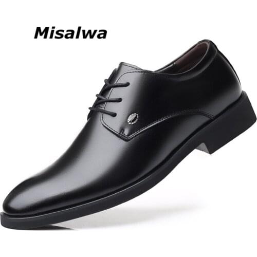 Misalwa Classic Men Business Shoes Solid Career Men Dress Shoes British Office Mens Derby Shoes Formal