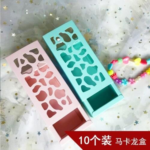 Baking Packaging Wedding Party Kraft Macarone Dessert Chocolate Cake Food Hollow Drawer Packaging Paper Gift Box 10pc/lot