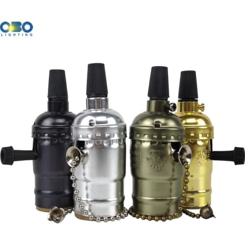 Vintage Edison Lamp Base E27 With Switch Lamp Holder Retro Decorative Aluminum Light Fittings Lamp Head Light Socket DIY