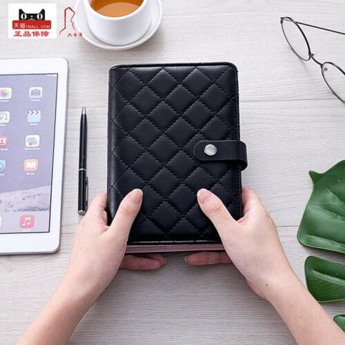 Vintage Leather Diary Travel Journal Notebook Mini Pocket Refillable Ring Binder Black Leather A6 diamond checkered dupe Agenda