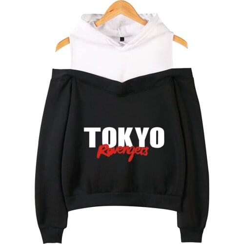 Women Hoodie Tokyo Revengers Print Off Shoulder Hoodies Ladies Long Sleeve Autumn Sweatshirt Off Shoulder Anime Hoodies Kpop