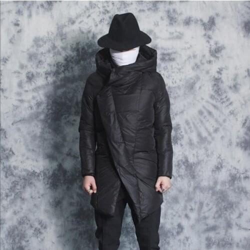 Winter Men New Hooded Cotton Clothing Slim Handsome Thick Coat Irregular Cotton Overcoat Non-mainstream Personality Warm Jacket