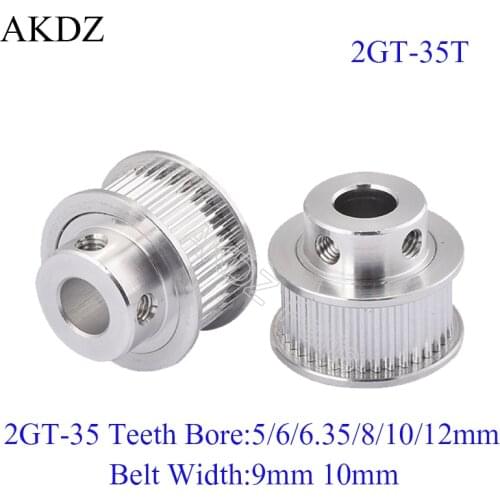 35 Teeth 2GT Timing Pulley Bore 5/6/6.35/7/8/10/12mm For GT2 Open Synchronous Belt Width 6/10mm Small Backlash 35Teeth 35T