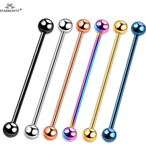 1pc 1.6*35mm Long Industrial Piercing Oreja Straight Barbell Stainless Steel Jewelry Helix Piercing Cartilage Ear Piercing Gift