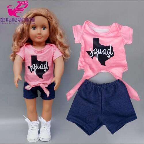 17 inch born baby doll clothes short pants for 18 inch girl doll shirt set cartoon dress