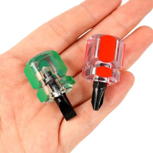 2Pcs/Lot Mini Screwdriver Phillips & Slotted Screwdrivers Ultrashort Screw Driver Hand Tool Random Color