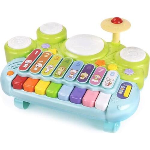 2 in 1 Piano Drum Set Toy Infants Musical Instrument Learning Table Toys Kids Musical Instruments Xylophone Educational Toys