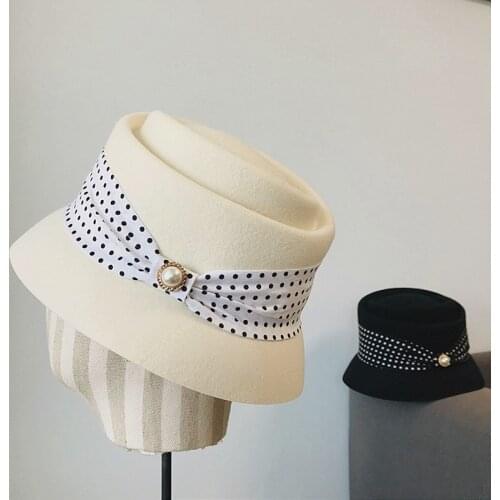 2020 autumn and winter Japanese famous girl retro wild Hepburn concave woolen woolen basin hat fisherman hat felt hat