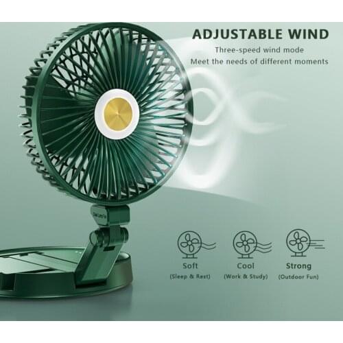 2600/5200mA New Folding Table Lamp Fan Usb Charging, Retractable 7-inch Wall-mounted Desktop Mini Portable Three Wind 2021