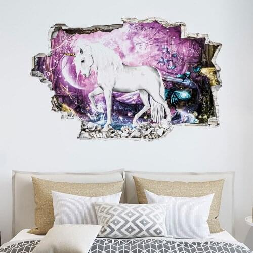 3D DIY Unicorn Wall Sticker Starry Sky Unicorn Stickers for Childrens Room Living Room Bedroom Kindergarten Wall Decor