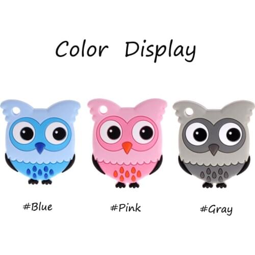 5pcs Owl Silicone Teether Baby Silicon Beads Infant Teething Toys Chew Nursing Necklace Charms Pendant Pacifier Clip BPA Free