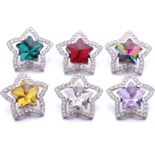 5pcs/lot DIY Crystal Metal Star Snap Buttons Jewelry Fit 18mm Metal Snap Button Jewelry DIY Bracelet