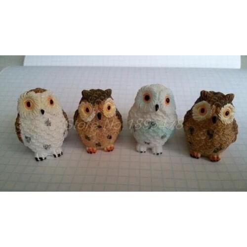 500PCS Terrarium Decor Cute Owls Animal Resin Miniatures Figurine Craft Bonsai Pots Home Fairy Garden Ornament Decoration