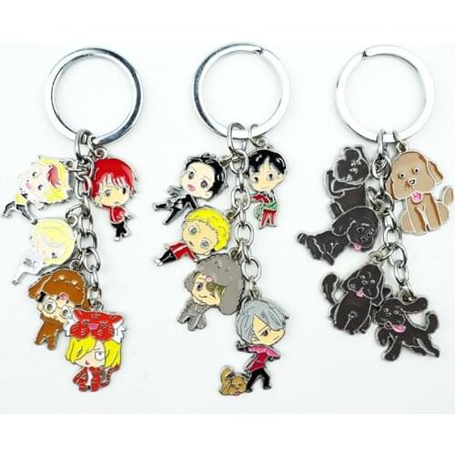 Anime YURI!!! on ICE Victor Keychain Keyring 5 In 1 Set Alloy Metal Pendant Cartoon Figures Key Ring Cosplay Accessories Gift