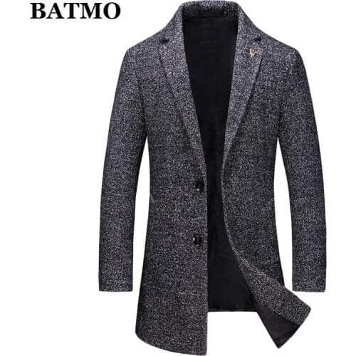 BATMO 2019 new arrival autumn high quality wool trench coat men,mens wool jackets plus-size M-5XL F15