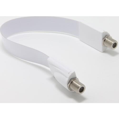 White Window and Door Feed Thru Jumper Cable, 20-Pack F-Type Female to Female Flat Coax TV Cable Extension Adapter