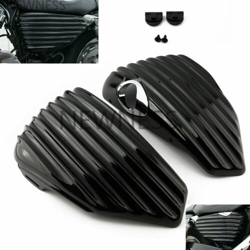 Motorcycle Side Battery Cover Guard Left Right Gas Tank Battery Fairing Cover Stripe For Harley Sportster 883 1200 XL 2004-2013