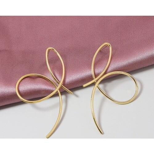 UJBOX Exaggerated Gold Alloy Metal Line Earrings Women Girls Party Nightclub Jewelry Accessories