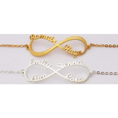 Personalized Heart Infinity Name Bracelet Stainless Steel Custom 1-4 Names Infinity Bracelets Handmade Jewelry Women Birthday