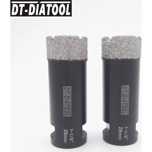 DT 2pcs Dia 1-1/8" Coated Diamond Dry Drill Core Bits 5/8-11 thread 28mm Drilling Bits Hole Saw for Ceramic Tile Granite Marble