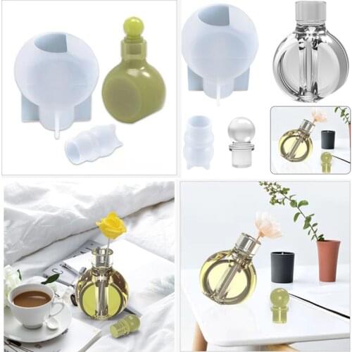 2PCS Perfume Bottle Silicone Mold Epoxy Resin Mold Diy Handmade Uv Resin Casting Tool Home Decoration Crafts Storage Tank