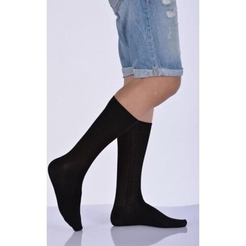 Idilfashion Male Pattern Bamboo Socket Socks-Black-E-ART217 (3'LÜ PACKAGE)