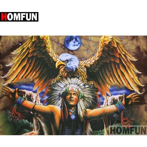 HOMFUN Paint With Diamond Embroidery "Man eagle" Diamond Painting Full Square Round Picture Of Rhinestone Decor A15371