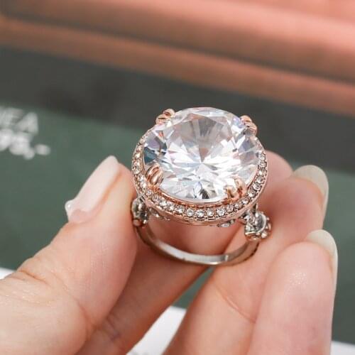 Classic Exaggerated Y-shaped Rose Gold Ladies Inlaid Round Ring Whole Sale Jewlery for Women Rings