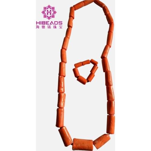 Nigerian Men Coral Beads African Coral Necklace Bracelet Wedding Jewelry Set for Groom Man Jewelry Set Free Shipping CNR822