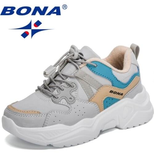 BONA 2021 New Designers Chunky Sneakers Lightweight Children Casual Running Shoes Tenis Jogging Footwear Child Walking Shoes