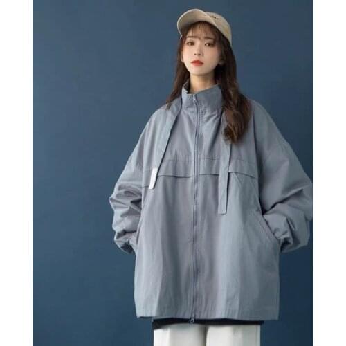 Spring baseball uniform jacket women Korean oversize student bf Harajuku techwear casual all-match cardigan coats streetwear top