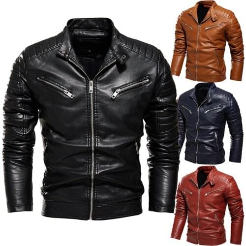 Mens Winter Jacket Lapel Black Leather Motorcycle Jacket Men Biker Coats Pleated Design Smart Jacket Men Warm Fur Lined Slim Fit