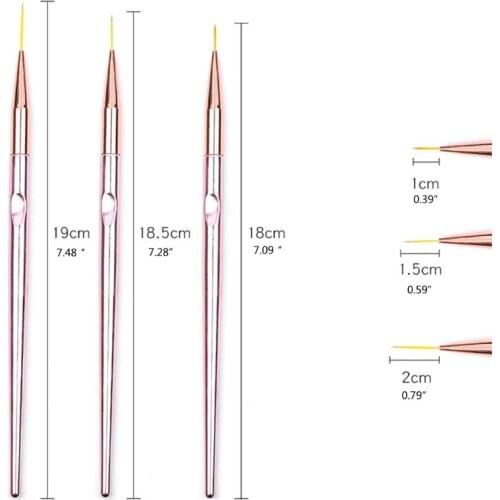 Y1UF Nail Painting Brushes Kit Flower Lines Stripe Drawing Pen Set Nylon UV Gel Brush Rose Gold DIY Nail Accessories