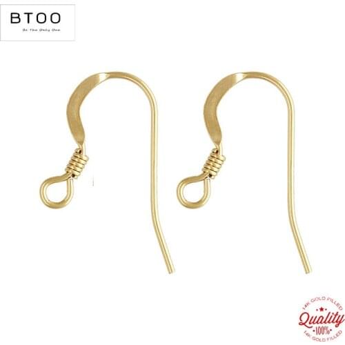 Real 14K Gold Filled Ear Wire Flat w/Coil (0.61mm) Gold Ear Wire for Jewelry Making Earrings Accessories Clasps for Jewelry DIY