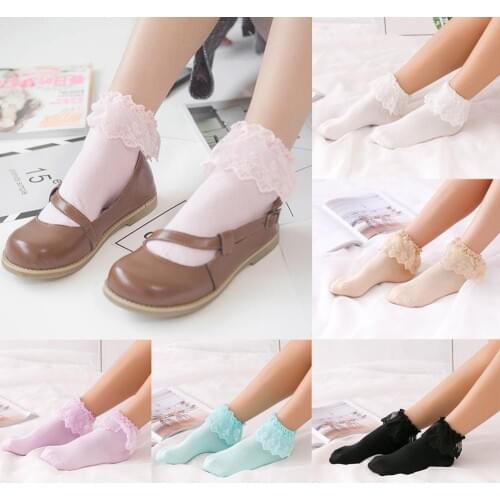 2017 New Arrival Fashionable Lovely Women Vintage Lace Ruffle Frilly Ankle Socks Lady Princess Girl Favorite 5 Color Available
