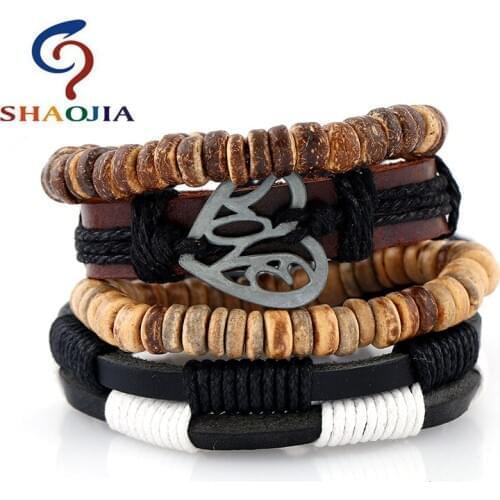 New Arrival Fashion Multilayer Leather Bracelet+Coconut Shell Beads+Wax Line+Alloy Jewelry Women pulseira feminina Friendship
