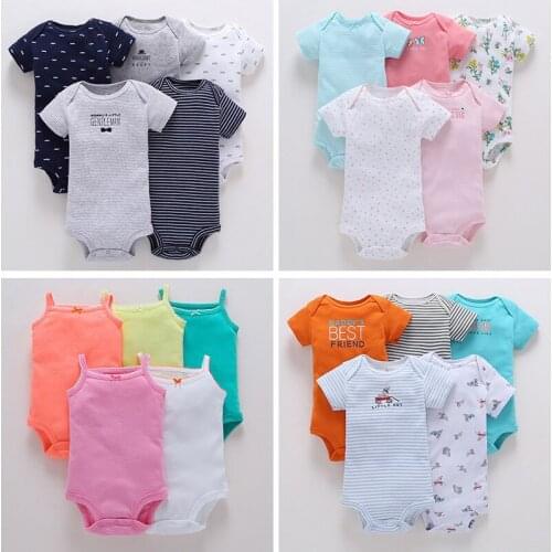 100% Cotton Baby Boy Girl Clothes Baby Boys Bodysuit 5PC PCS Short Sleeve 0-24 Months Newborn body bebe Clothing